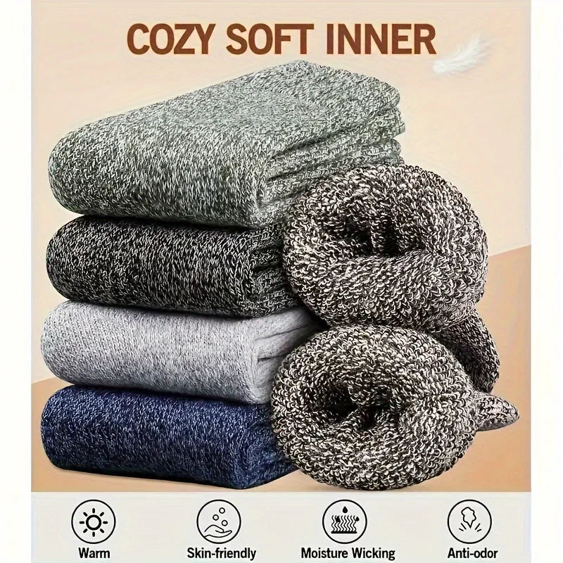 WinteraX Warm Socks, Thick Towel Mid-Calf Socks, Anti-Cold Snow Boots Socks Elastic Solid Color