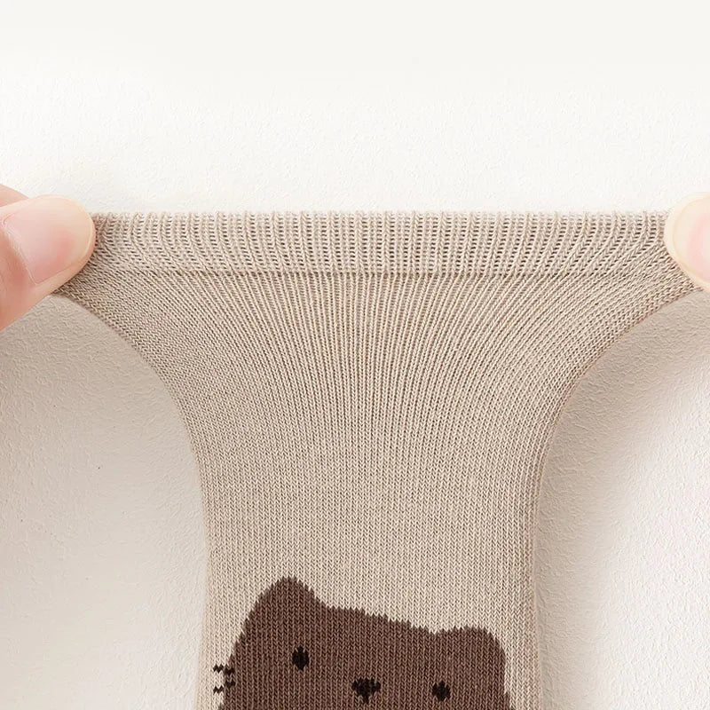 6 Pairs Kids Non-Slip Socks Cute Cartoon Fox and Bear Pattern Childrens Boys Girls Floor Socks