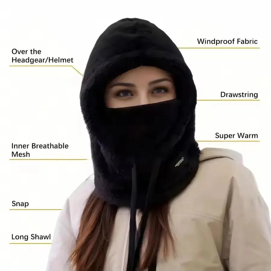 WinteraX Warm Thermal Windproof Balaclava Ski Hood Face Cover Polar Fleece Adjustable Cycling Neck Cover Full Face Mask Winter