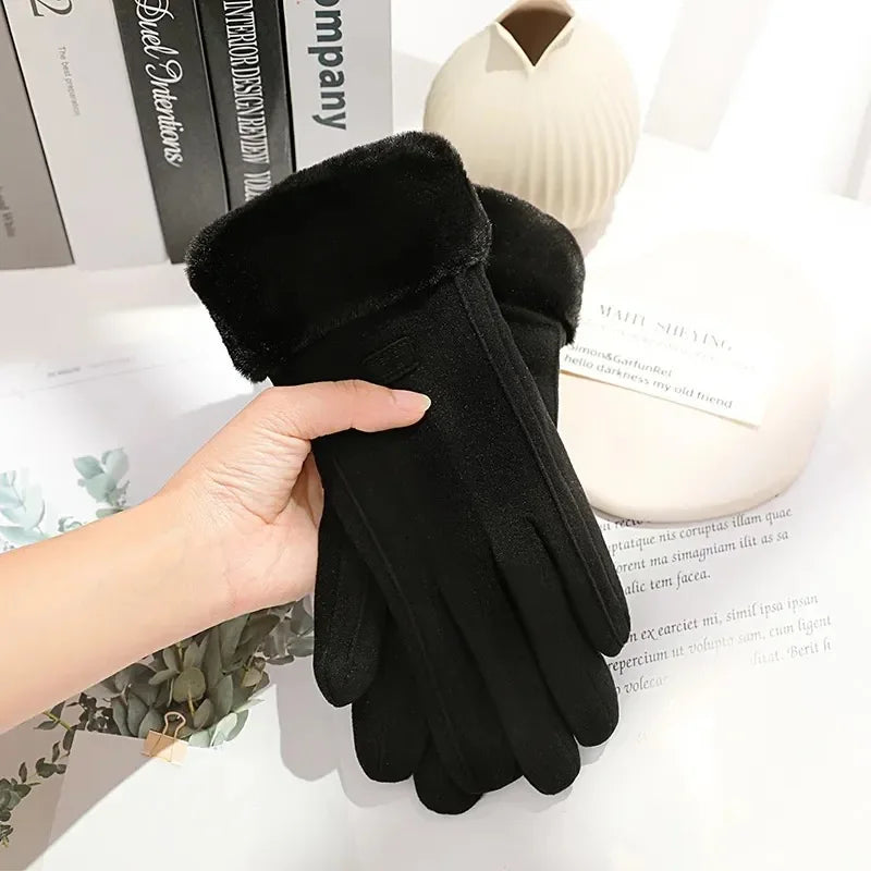 Women Winter Thick Plush Gloves Fashion Warm