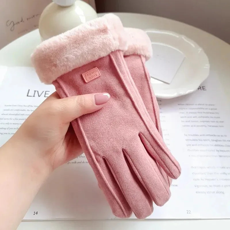 Women Winter Thick Plush Gloves Fashion Warm